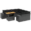 vidaXL Set mobilier de grădină cu perne, 9 piese, negru, poliratan