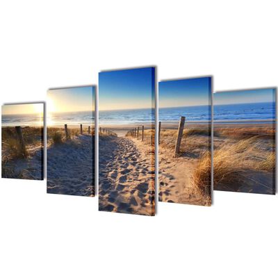 Set tablouri de pânză plajă cu nisip 200 x 100 cm