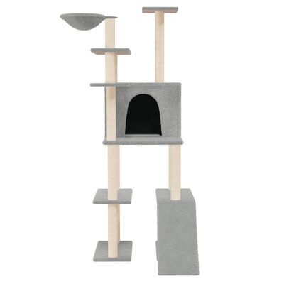 vidaXL Ansamblu de pisici, stâlpi din funie sisal, gri deschis, 166 cm