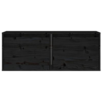 vidaXL Dulapuri de perete, 2 buc., negru, 45x30x35 cm, lemn masiv pin