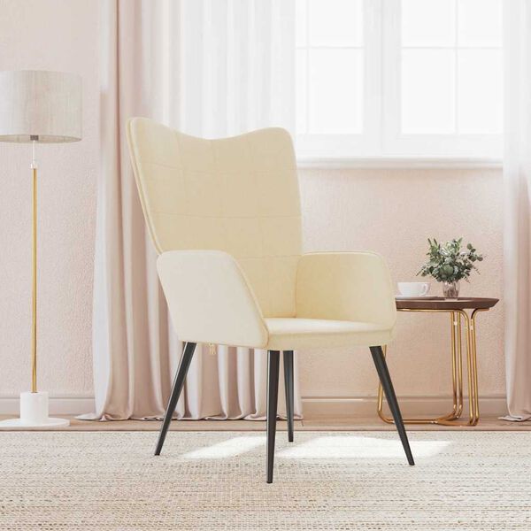 vidaXL Scaun de relaxare, crem, material textil