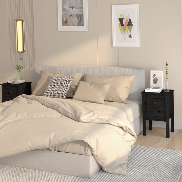 vidaXL Noptiere, 2 buc., negru, 40x35x61,5 cm, lemn masiv de pin