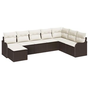 vidaXL Set de canapele pentru grădină cu pernă 8 pcs Maro Rattan poli