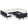 vidaXL Set mobilier de grădină cu perne, 12 piese, negru, poliratan