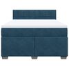 vidaXL Pat box spring cu saltea, albastru, 160x200 cm, catifea