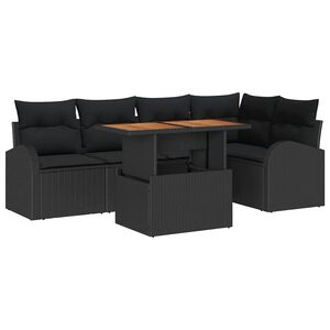 vidaXL Set de canapele pentru grădină 6 pcs Negru Rattan poli