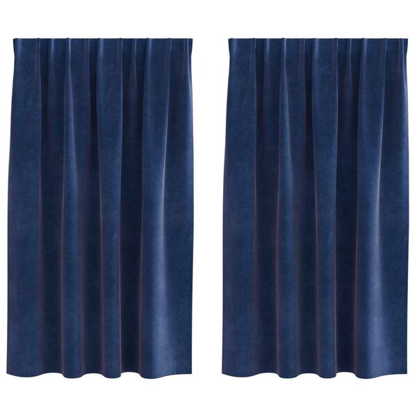 vidaXL Perdele opace 2 pcs Albastru &icirc;nchis 140 x 175 cm Catifea