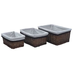 vidaXL Set de coșuri suprapuse, 3 piese, maro, salcie