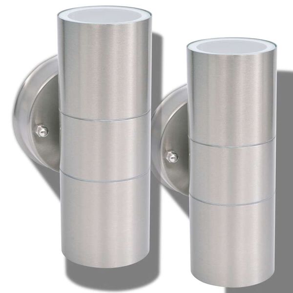 vidaXL Aplică LED perete exterior 2 buc, oțel inoxidabil, sus/jos