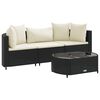 vidaXL Set mobilier de grădină cu perne, 4 piese, negru, poliratan