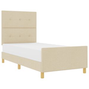 vidaXL Cadru de pat cu headboard Crem 80 x 200 cm țesătură