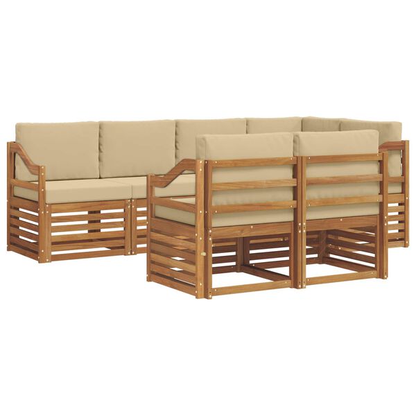 vidaXL Set canapea sectională cu pernă 7 pcs Natural și Bej