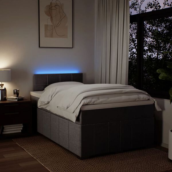 vidaXL Pat box spring cu saltea, taupe, 120x190 cm material textil