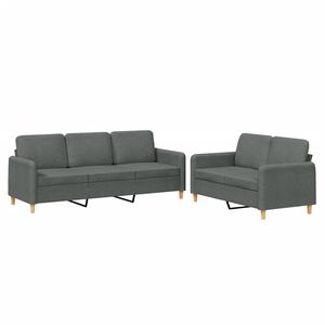 vidaXL Set de canapele cu perne, 2 piese, gri &icirc;nchis, textil