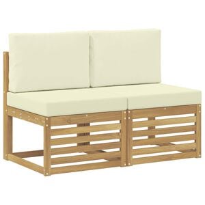 vidaXL 2 Bucată Canapea Medie pentru Exterior Lemn Solid de Acacia Alb