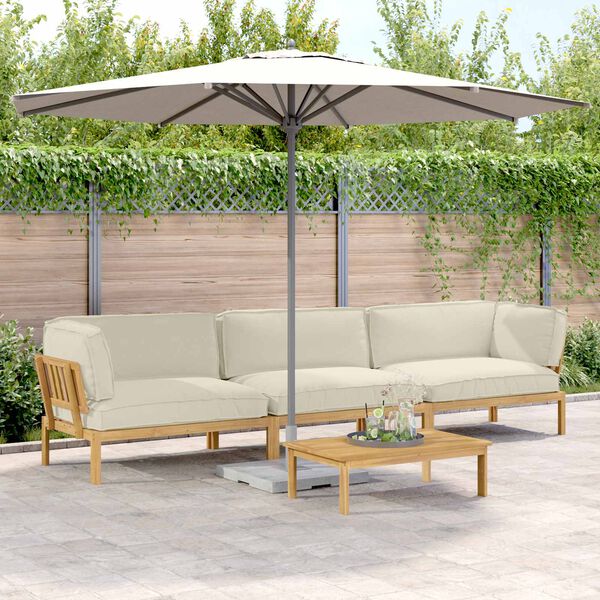 vidaXL Set de canapea cu pernă Simplu 4 pcs Crem Lemn Solid de Acacia