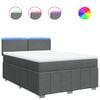vidaXL Pat box spring cu saltea, gri &icirc;nchis, 140x190 cm, textil