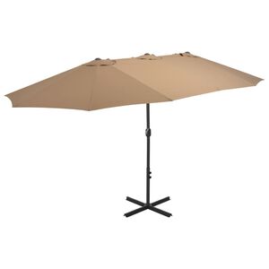 vidaXL Umbrelă soare exterior cu st&acirc;lp aluminiu gri taupe 460x270 cm
