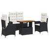 vidaXL Set mobilier de grădină cu perne, 4 piese, negru, poliratan