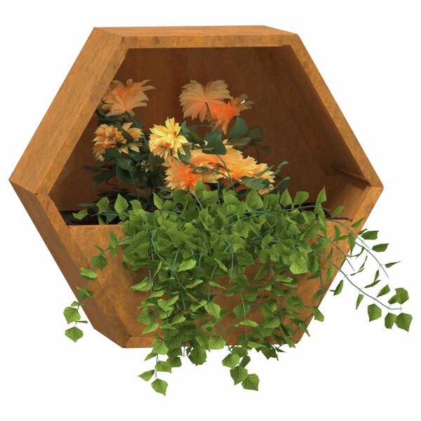 vidaXL Jardiniere de perete, 2 buc., ruginiu, 30x10x25 cm, oțel corten