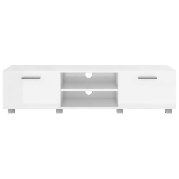 vidaXL Comodă TV, alb extralucios, 140x40x35 cm, lemn prelucrat