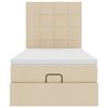 vidaXL Cadru de pat otoman cu saltea crem 90x190cm stofa