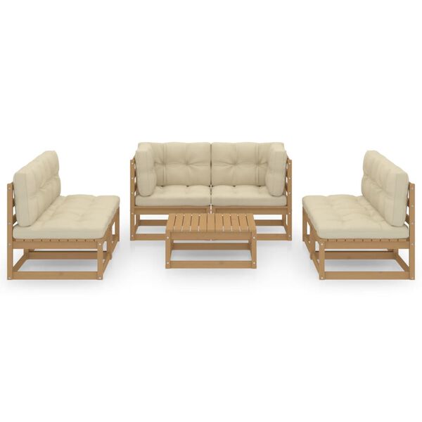 vidaXL Set mobilier de grădină cu perne, 7 piese, lemn masiv de pin