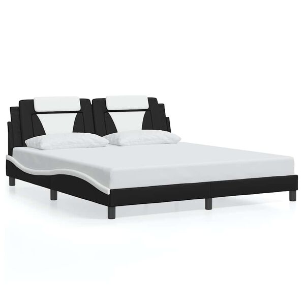 vidaXL Cadru de pat Viana fără saltea negru și alb 180x200cm piele artificială