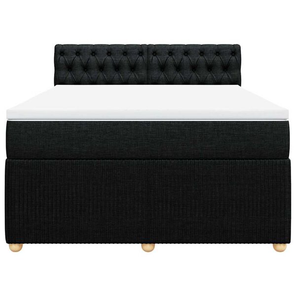 vidaXL Pat box spring cu saltea, negru, 140x200 cm, textil