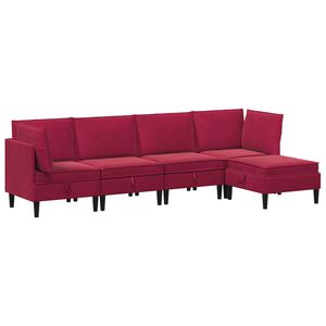 vidaXL Set de mobilier pentru living 5 buc. Roșu Vin Catifea