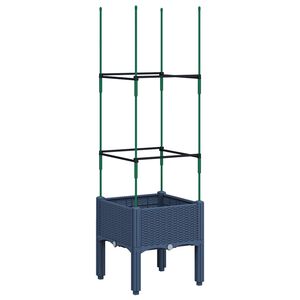 vidaXL Jardinieră de grădină cu spalier, albastru gri, 40x40x142,5 cm, PP