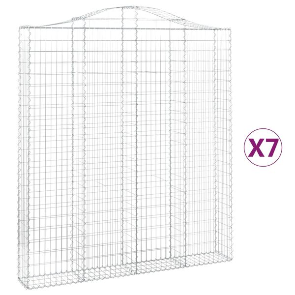 vidaXL Coșuri gabion arcuite,7 buc., 200x30x220/240cm, fier galvanizat
