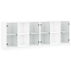 vidaXL Bibliotecă cu uși, alb, 204x37x75 cm, lemn prelucrat