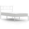 vidaXL Cadru de pat din metal cu tăblie, alb, 100x200 cm