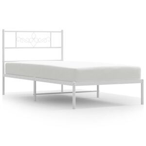 vidaXL Cadru de pat din metal cu tăblie, alb, 100x200 cm