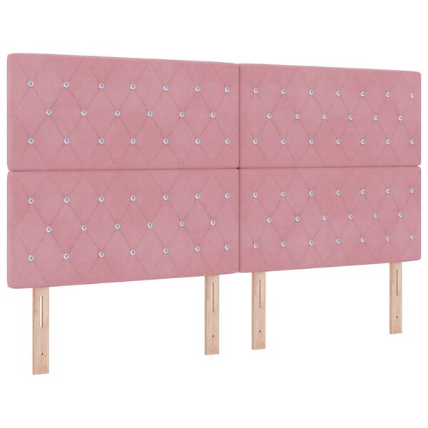 vidaXL Pat cu arcuri cu saltea cu headboard Roz 180 x 200 cm Catifea
