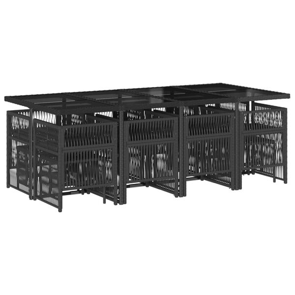 vidaXL Set mobilier de grădină cu perne, 13 piese, negru, poliratan