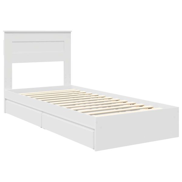 vidaXL Pat cu storage cu headboard Alb 90 x 190 cm Lemn compozit