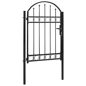 vidaXL Poartă de gard ASSEN cu blat arcuit din oțel, 102x150 cm, negru