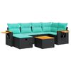 vidaXL Set canapele de grădină cu perne, 7 piese, negru, poliratan