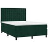 vidaXL Pat box spring cu saltea, verde &icirc;nchis, 140x200 cm, catifea