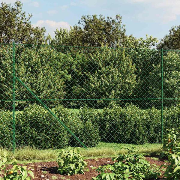 vidaXL Gard plasă de s&acirc;rmă cu bordură, verde, 2x10 m