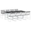 vidaXL Set mobilier de grădină, 9 piese, cu perne, alb, textilenă