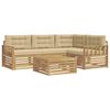 vidaXL Set de canapele de exterior 6 buc. Alb și Bej Poliester