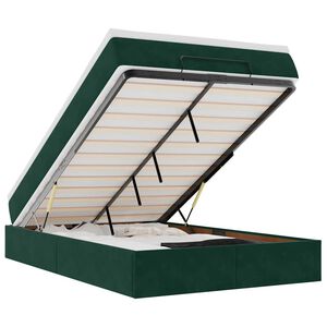 vidaXL Pat otoman cu saltea, verde &icirc;nchis, 120x190 cm, catifea