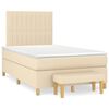 vidaXL Pat box spring cu saltea, crem, 120x200 cm, textil