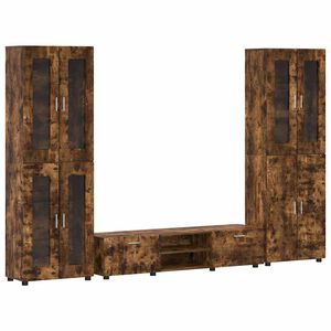 vidaXL Set comodă TV cu raft FLORIN 3 pcs Stejar fumuriu Lemn compozit