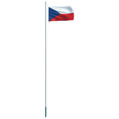 vidaXL Steag Cehia și stâlp din aluminiu, 6,2 m