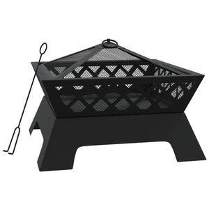 vidaXL Vatră de foc cu vătrai, 50 cm, oțel, XXL