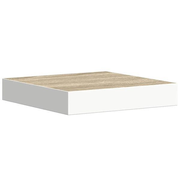 vidaXL Raft de perete suspendat, stejar/alb, 23x23,5x3,8 cm, MDF